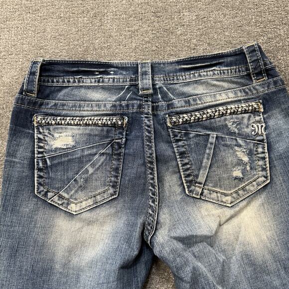 Miss Me Jeans Womens 29 Blue Signature Skinny Embellished Rhinestone Whiskers - Picture 10 of 10